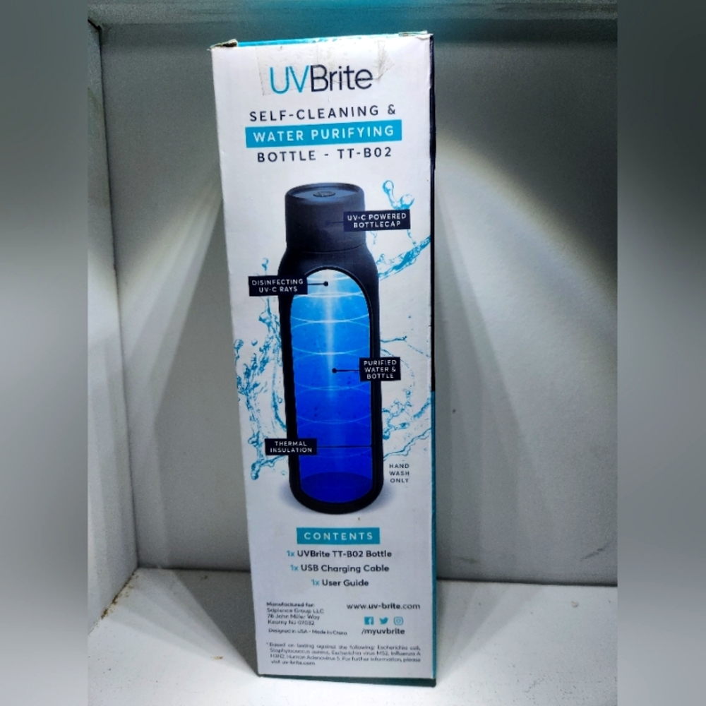 🛡️ Pure Hydration On-the-Go! UVBrite UV Water Bottle - Kills 99.99% of Germs💧